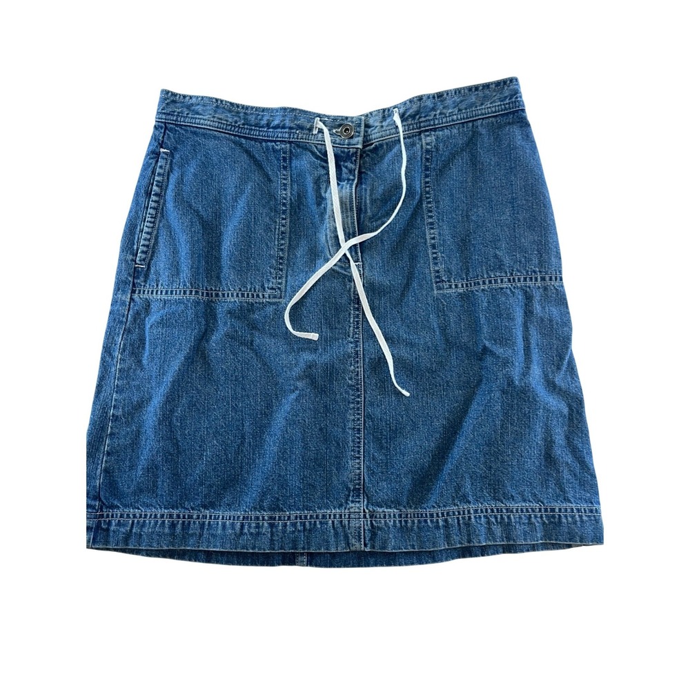 Christopher &‎ Banks Womens Size 10 Medium Wash Denim A-Line Skirt Patch Pockets